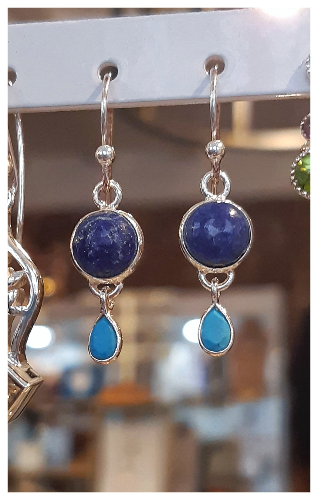 Boucles d'oreilles en argent - Lapis Lazuli & turquoise - NEW
