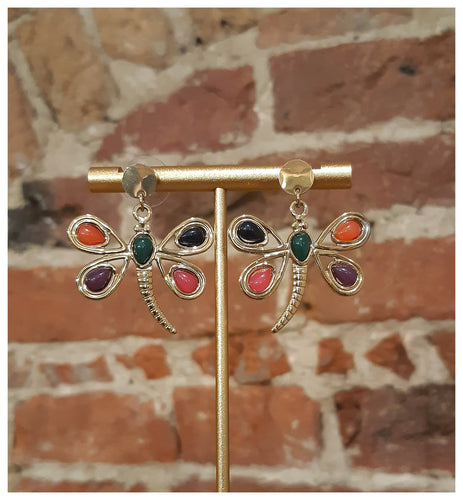 Boucles d'oreilles Libellules en inox doré et couleurs peps - NEW