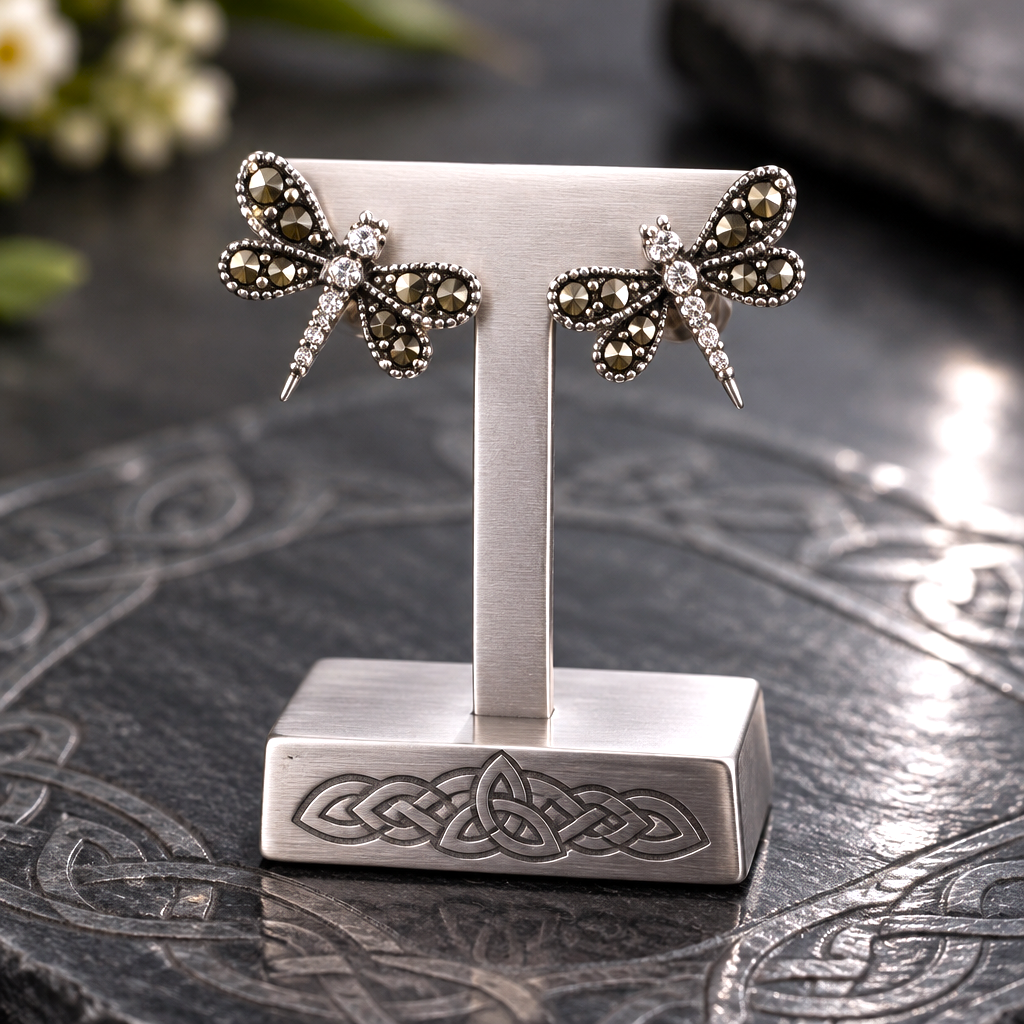 Boucles d'Oreilles Libellules – Argent 925 & Marcassites