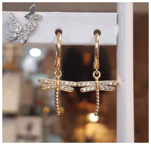 Boucles d'oreilles Libellules en vermeil (or sur argent 925)  - NEW