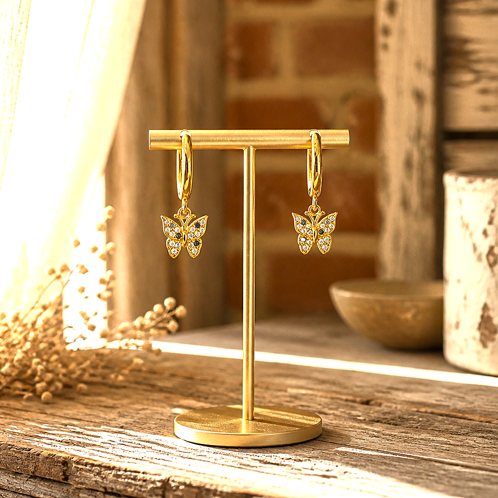 Boucles Papillons de Lumière - Vermeil &  Cristaux Autrichiens