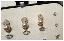 Splendides boucles d'oreilles en argent, perles & coeur en diamants de synthèse - NEW