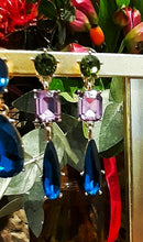 Boucles d'oreilles "so chic" Swarovski - Tricolores (vert, bleu, violet):  -  NEW