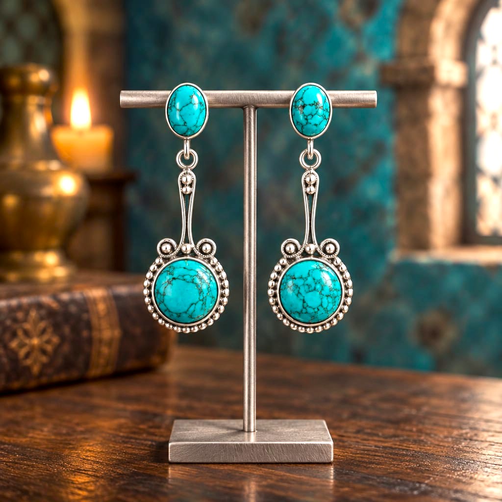 Boucles d'oreilles Turquoises d'Atelier – Argent 925 | Pièces Uniques