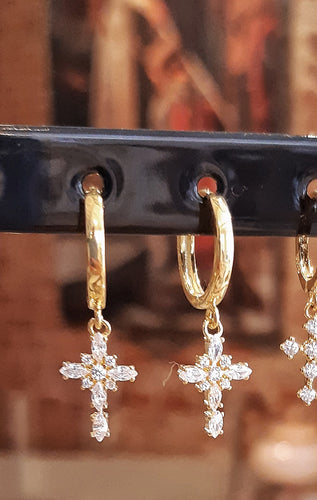 Superbes anneaux croix en vermeil sertis de zircons taillés - NEW