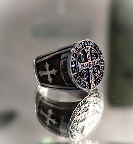 Chevalière Saint-Benoît en argent 925  - NEW