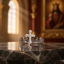 Bague 'Christ  Roi" en argent 925 - Couronne & croix