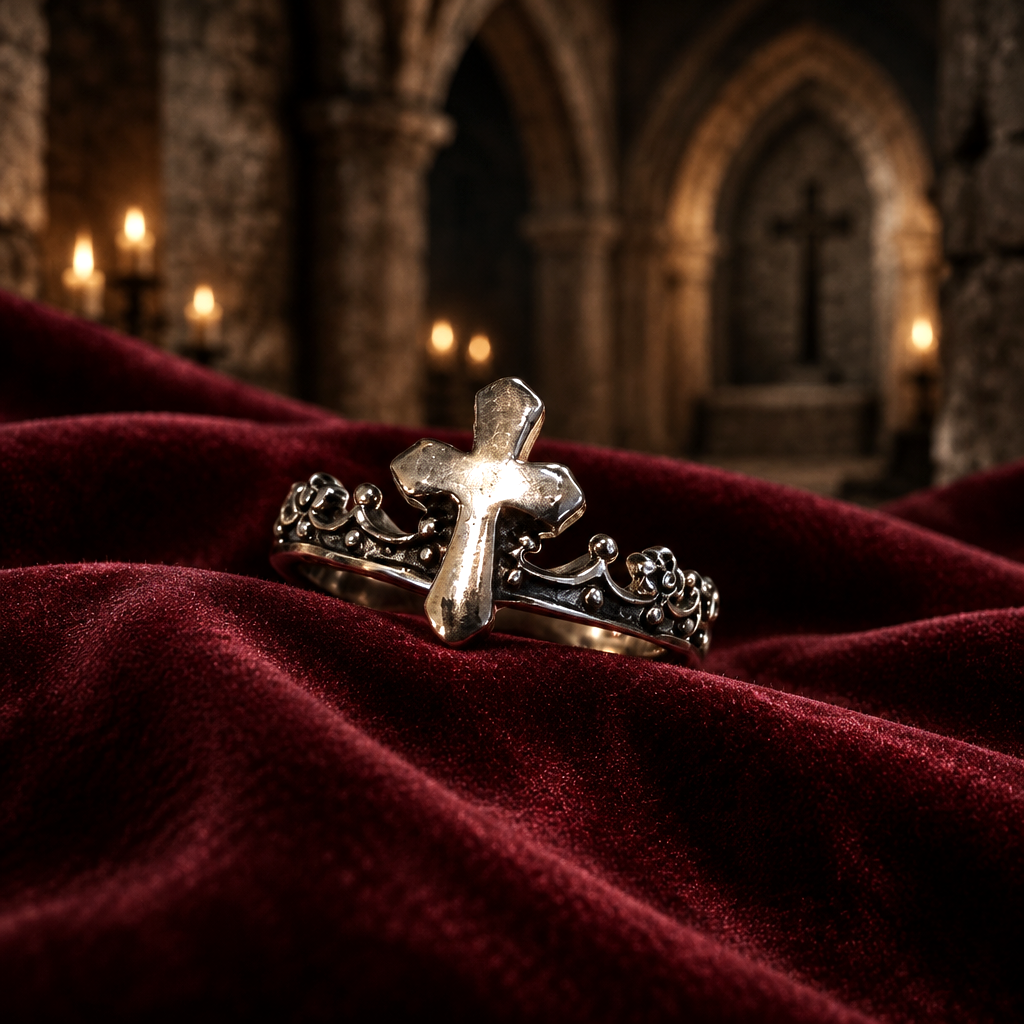 Bague Christ Roi – Croix et Couronne en Argent | Foi & Royauté