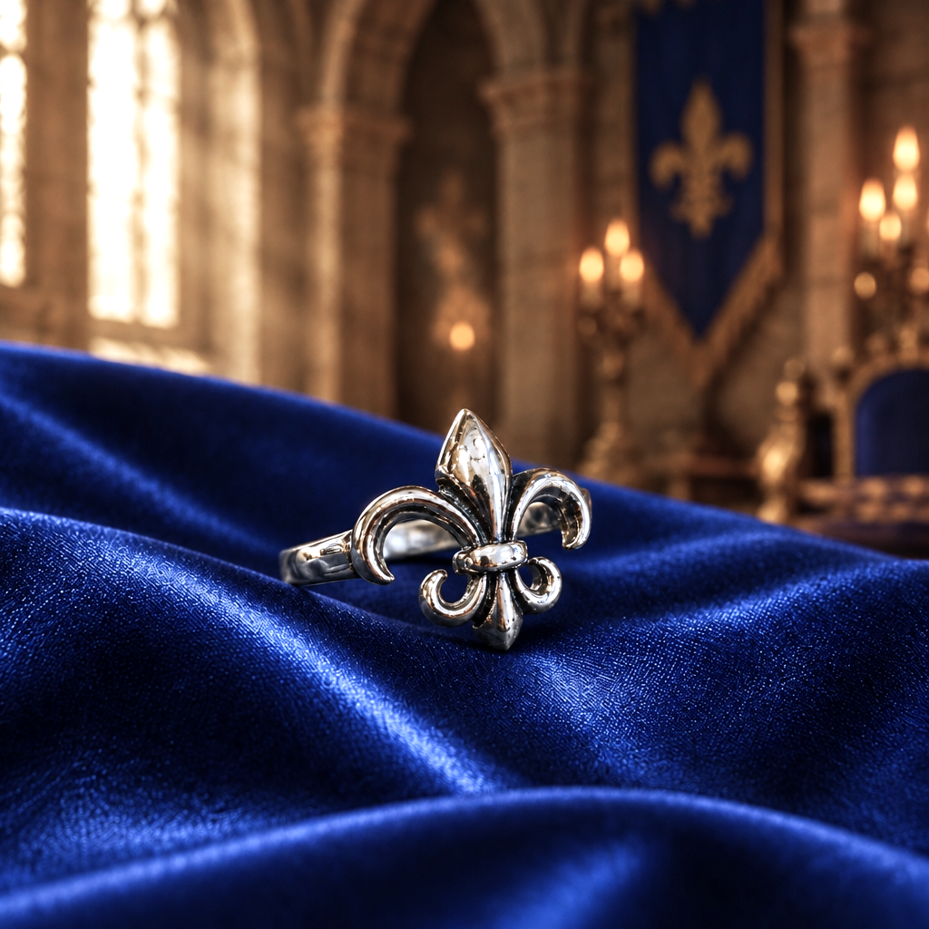 Bague Fleur de Lys en argent 925 finement réalisée