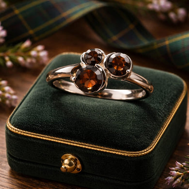 Bague fine en argent 925 avec très beaux quartz fumés - Pierre des Highlanders - NEW