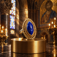Bague Byzantine Impériale – Vermeil 18 Carats & Lapis-Lazuli