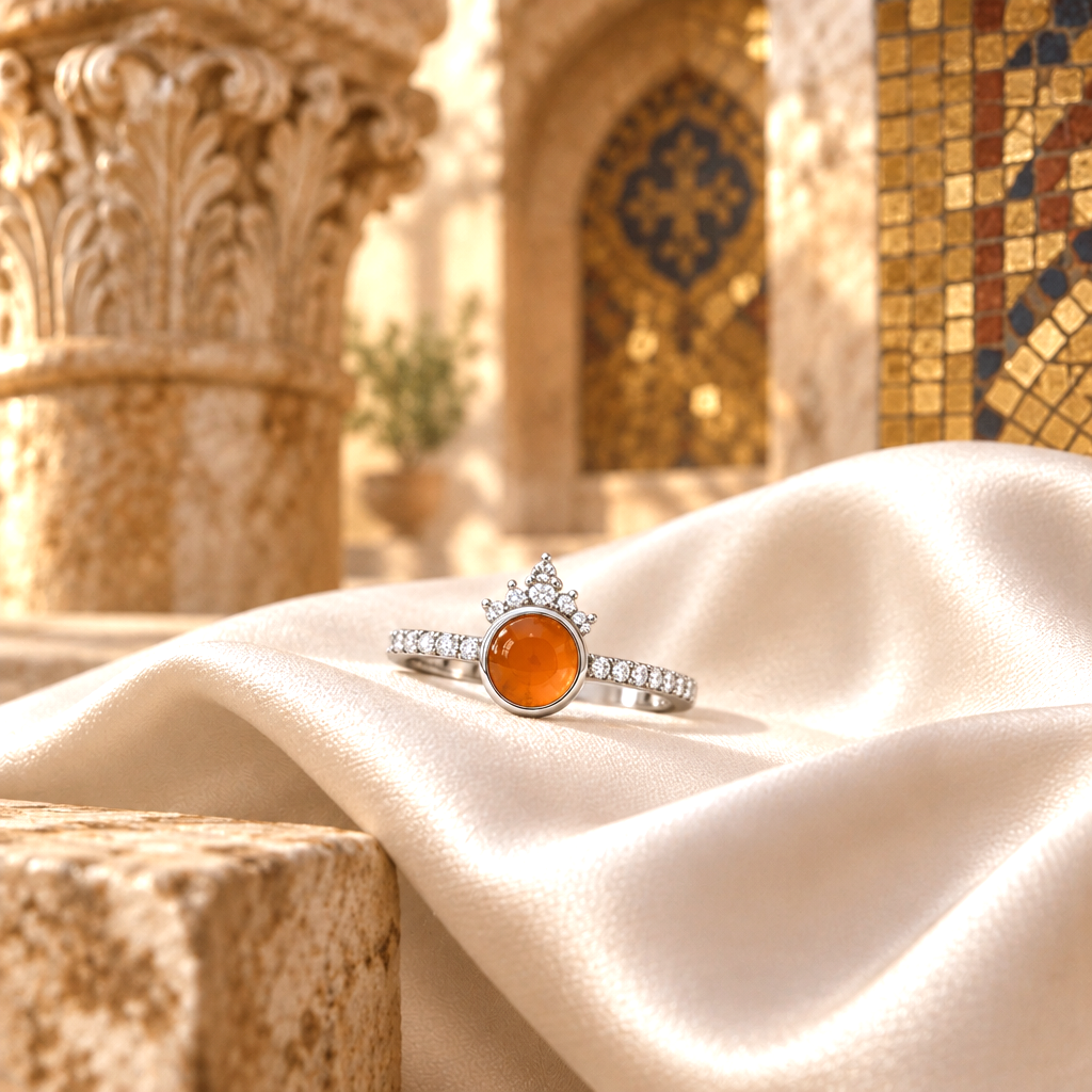 Bague Cornaline & Couronne – Argent 925