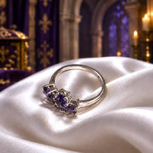 Bague en Argent-  Croix en iolites Naturelles, Éclat de Pourpre