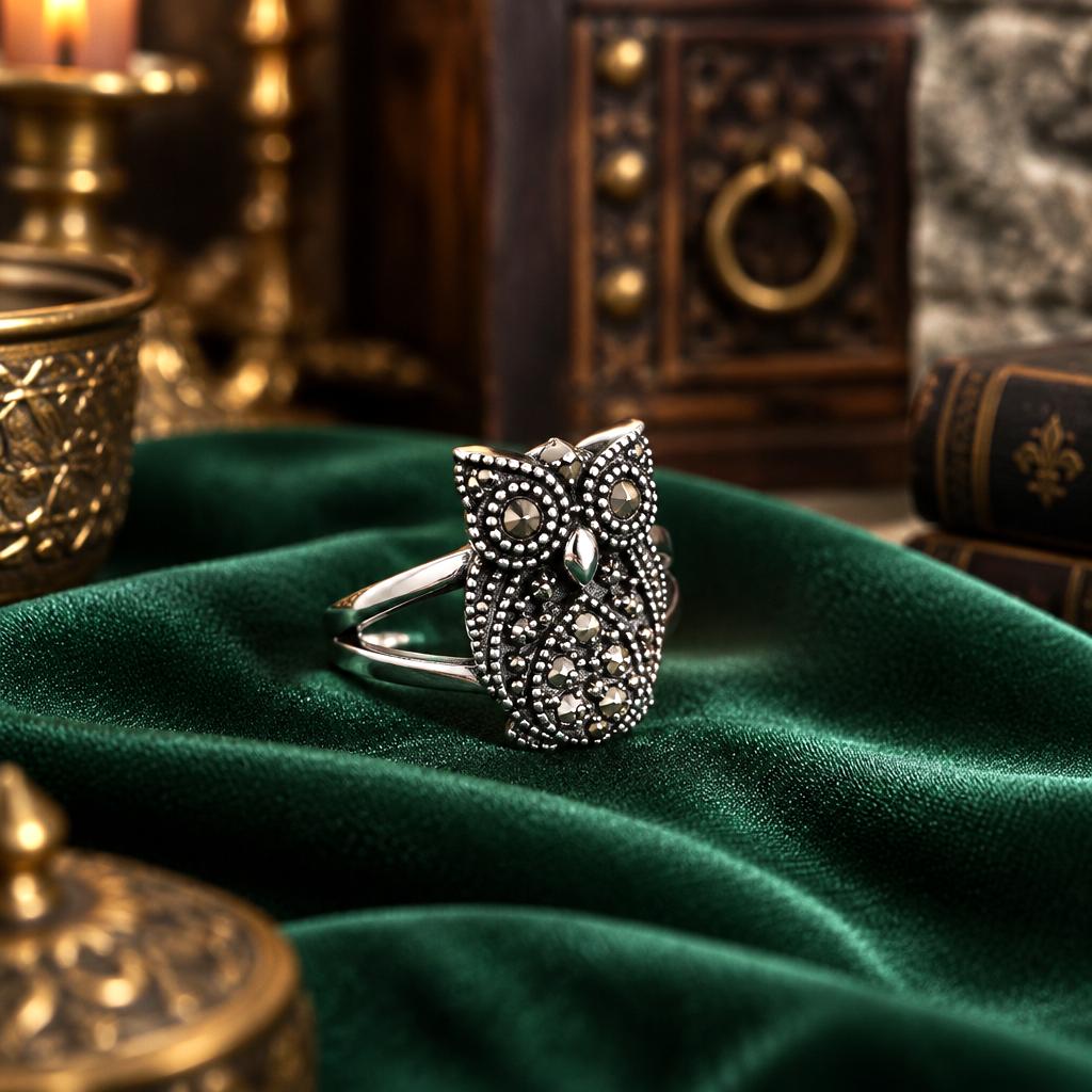 Bague Hibou en Argent – Le Gardien de la Nuit