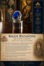 Bague byzantine en argent 925 sertie d'un très beau lapis lazuli - NEW