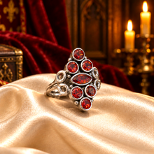 Bague Médiévale aux Grenats – Argent 925 | Éclats de Pourpre