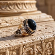 Bague Corinthienne en argent & onyx noir poli - Pièce d'exception!
