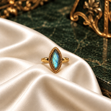 Bague en Vermeil 18 Carats et Labradorite Verte – Reflets Précieux
