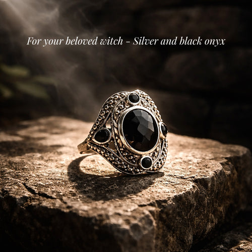 VENDUE - Mystérieuse bague en argent & onyx noirs taillés - Pièce unique - NEW