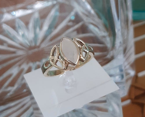 Bague celtique en argent 925 avec Triquetras et pierres de lune - NEW