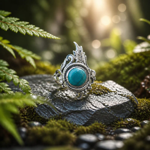 Bague en argent et turquoise - Collection elfique