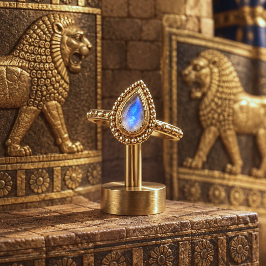 Bague Goutte de Labradorite Bleue – Vermeil & Reflets d'Azur