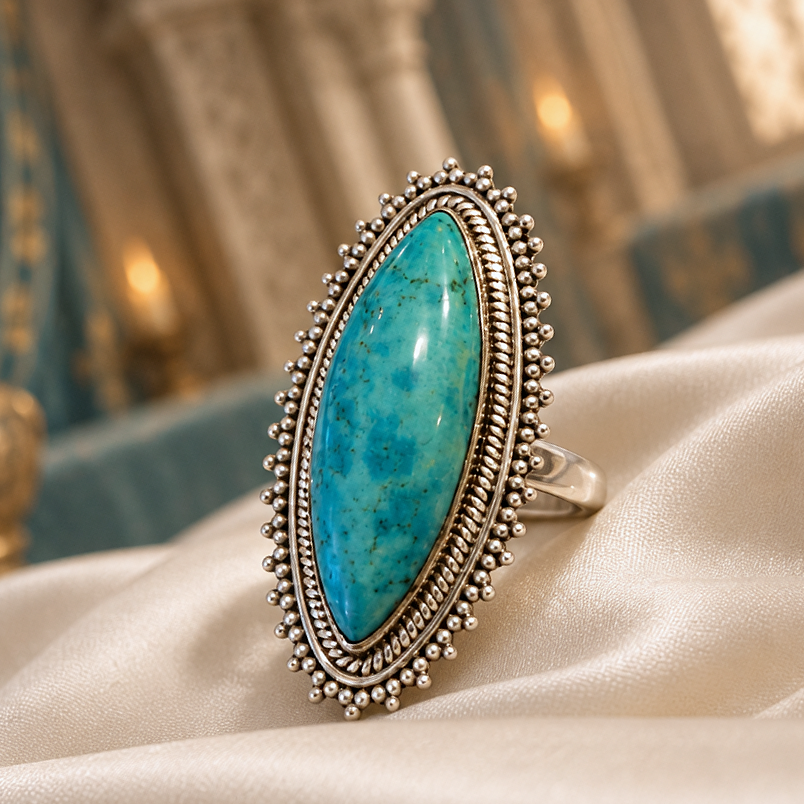 Bague Turquoise Impériale en Argent 925 - Pièce Unique