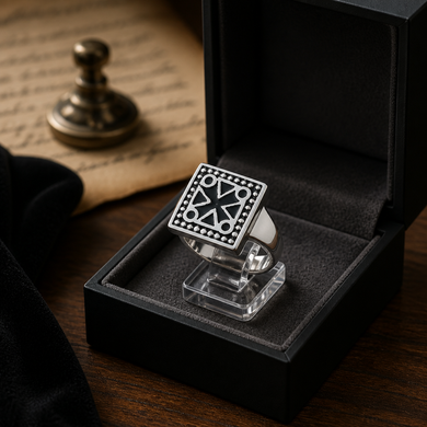 Magnifique bague en argent & émail noir véritable -  Croix des Templiers - NEW