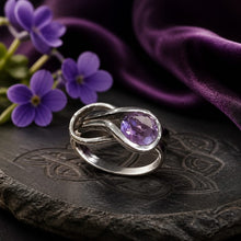 Bague "Noeud d'Amour" en argent 925 avec améthyste taillée