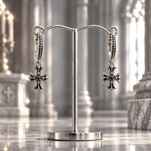Boucles d'Oreilles Croix Fleurs de Lys  – Argent 925