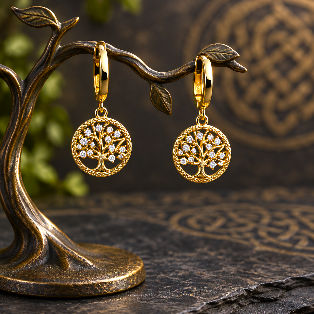 Boucles d'oreilles Arbre de Vie - Vermeil 18 Carats | Les Racines de Lumière