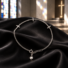 Bracelet aux Trois Croix – Argent 925 Rhodié & Zircons