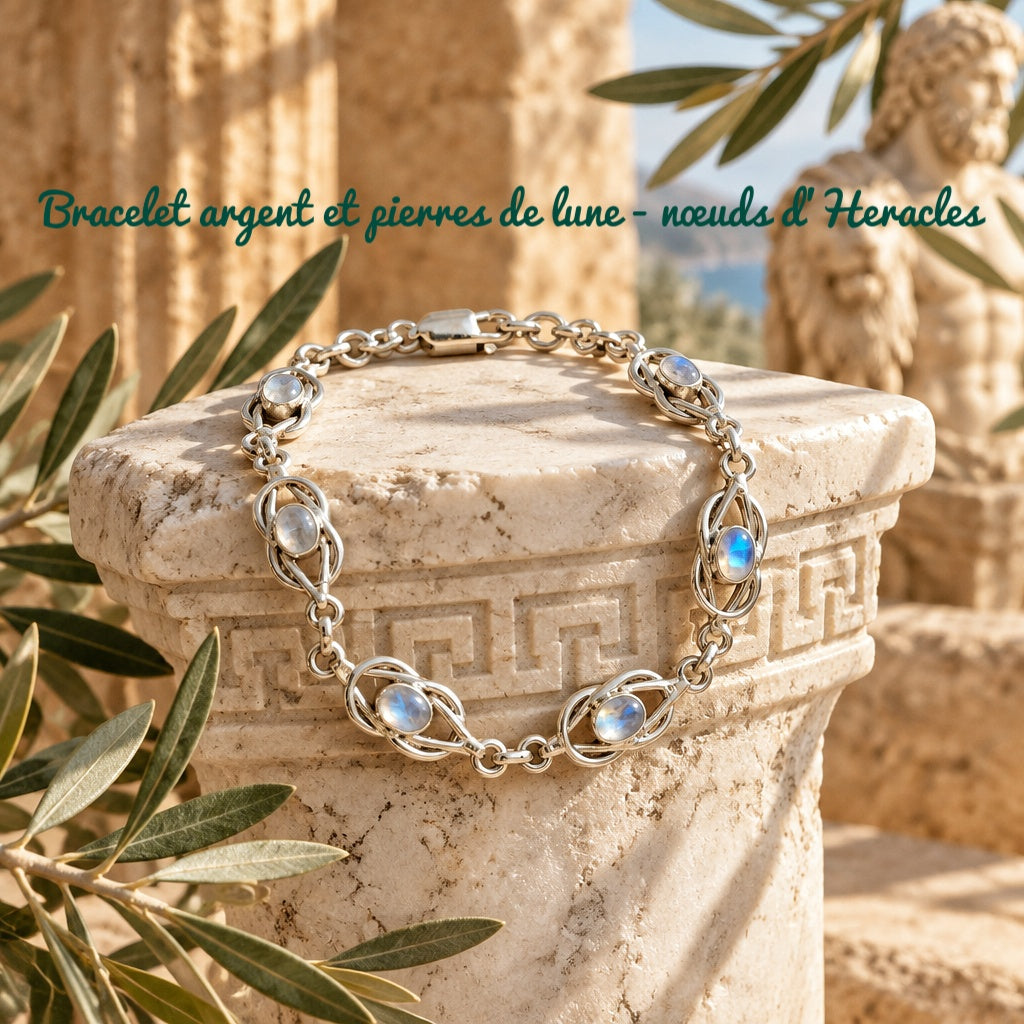 Bracelet Nœud d’Héraclès & Pierres de Lune - Argent 925