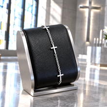 Bracelet aux Trois Croix – Argent 925 Rhodié & Zircons