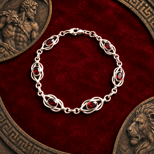 Bracelet Nœud d’Héraclès & Grenats - Argent 925