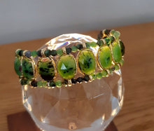 Superbe bracelet florentin en inox doré & agates vertes - NEW