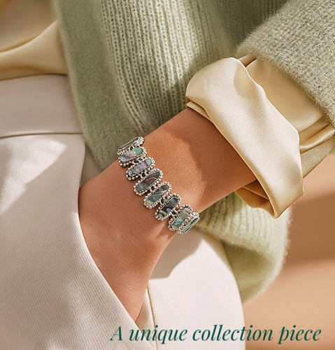 Superbe bracelet en argent & nacre d'abalone  - NEW - Pièce unique