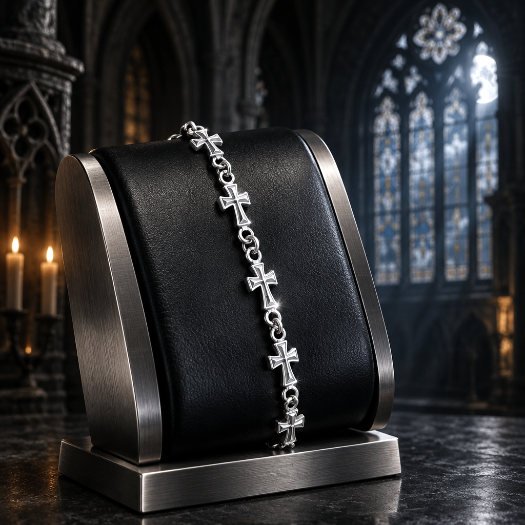 Bracelet Chaîne de Croix en Argent 925 – Inspiration Médiévale