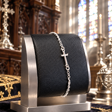 Bracelet croix & tresse d'argent 925 (parfait pour poignets fins)