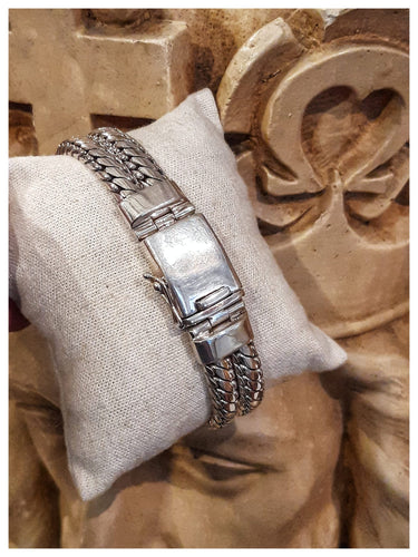 Bracelet double tresse en argent 925, superbe Master Piece!  -  Artisanal - NEW