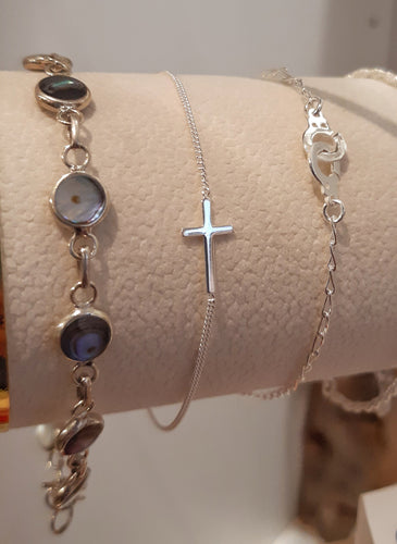 Bracelet fin & raffiné en argent 925 avec croix
