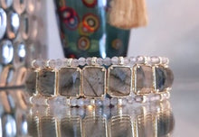 Superbe bracelet florentin en inox doré & labradorites - NEW