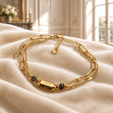 Bracelet "LOVE" en Acier Doré & Agates | Un Message à Porter