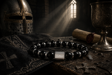 Bracelet Homme "Courage" en onyx noirs naturels & acier - NEW