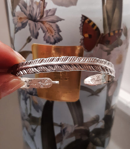 Bracelet plume travaillée en argent 925 - Pièce unique