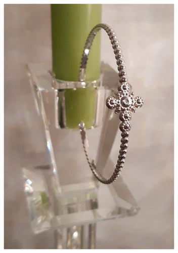 NEW - Bracelet fin croix byzantine en inox argenté - Raffiné & adaptable!