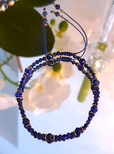 Joli bracelet florentin cordage & véritables lapis lazuli - NEW
