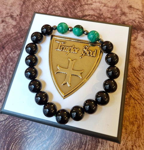 NEW - Bracelet raffiné de perles de jade & onyx noir 100% naturelles - Gamme luxe