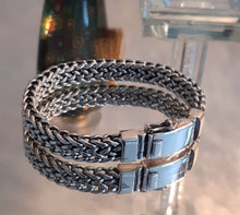 Splendide bracelet en argent 925 - Large maille finement tressée - Artisanal - NEW