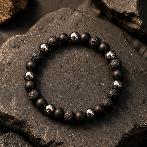 Bracelet Pierres de Lave & Hématites - La Force de la Matière